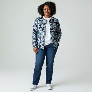 Le Suit Floral Blazer in Blues and White Women’s 16